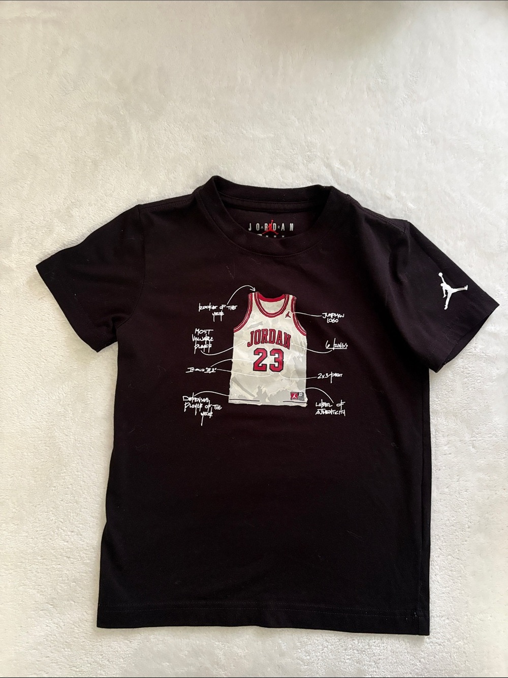 Jordan Black Tee with Red & White Jersey Graphic